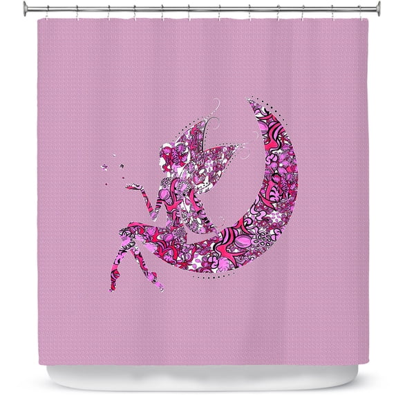 Shower Curtains 70" x 93" from DiaNoche Designs by Susie Kunzelman - Fairy Moon I Pink