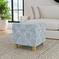 thumbnail image 2 of HomePop Square Storage Ottoman, Blue/Cream Modern Floral Print, 2 of 9