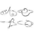 thumbnail image 3 of 4 piezas letras elegante apertura anillo de dedo creativo anillo simple joyería de mujer, 3 of 5