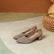 thumbnail image 3 of Zapatos de mujer individuales de punto con punta puntiaguda y tacón alto grueso para mujer, 3 of 5