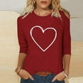 thumbnail image 2 of VKOYWKM Valentine's Day Heart Tops for Women Cute Love Heart Print T-Shirts Holiday Crewneck Tops Casual 3/4 Sleeve T Shirts Valentine Gift Top Spring Fashion, 2 of 6
