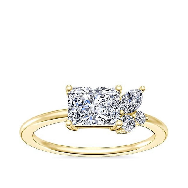 0.70 Carat Excellent Radiant Cut Real Diamond New Design Solitaire Ring for Wedding Solid 18K Yellow Gold Size 11