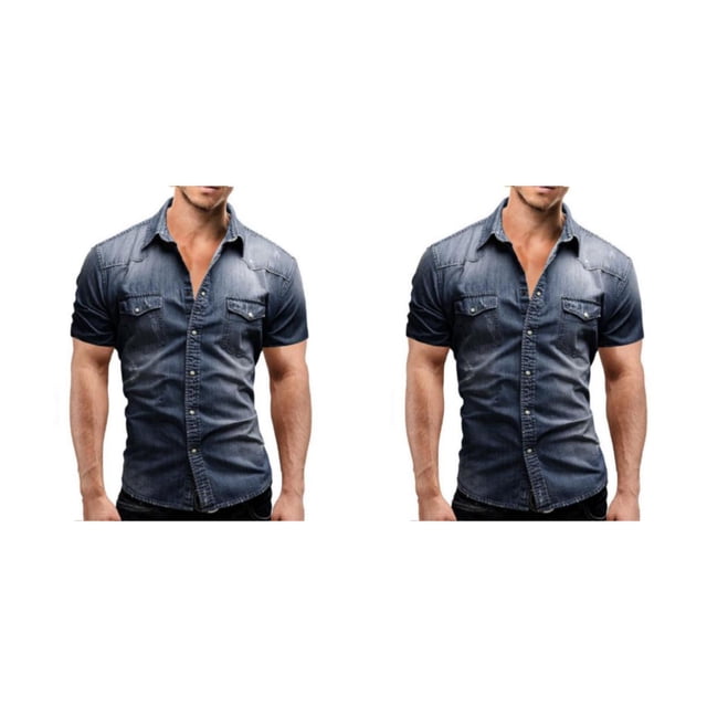 Camisa de mezclilla Minnieouse para hombre Muscle Fit Azul oscuro 2XL