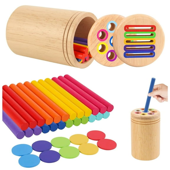 Montessori Toys for 1 2 3 4 5 6 Year Old Toddlers, Wooden Toddler Educational Toys Color Sorting Preschool Learning Activities, Fine Motor Skills Sensory Toys for 3-5 Girl Boy Birthday Gifts