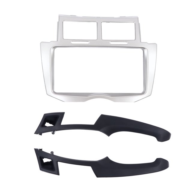 Reemplazo del panel del marco del CD del tablero de la radio estéreo 2DIN de la fascia del coche para Yaris Vitz Platz 2005-2011 Plata