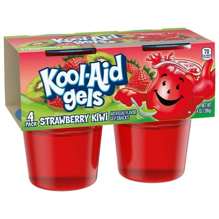 Jell-O Kool-Aid Gels, Strawberry Kiwi Gelatin Snack Cups, Ready-to