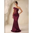thumbnail image 4 of Burgundy-2 One Shoulder Sequin Bodice Mermaid Satin Evening Gown, 4 of 30