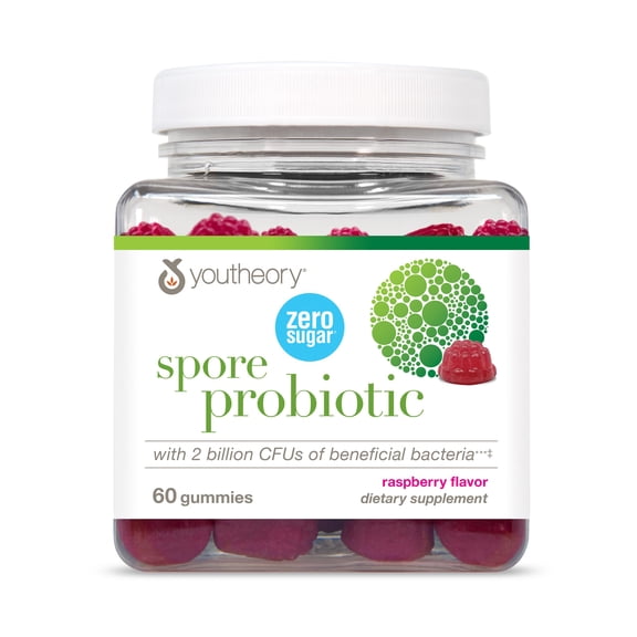 Youtheory Spore Probiotic Gummies, Raspberry Flavor, 60 Count