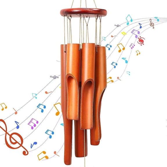 Bamboo Wooden Wind Chime, 78 cm Wind Chime with 6 Tubes, Wind Chimes for Outdoor Hanging and Indoor, for Garden, Yard, Patio and Home Decoration