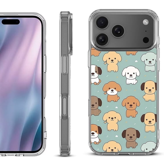 For iPhone 17 Pro Max Protective Shockproof Phone Case, by OneToughShield - Puppies