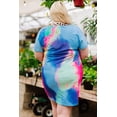 thumbnail image 4 of Purcoar Multicolor V Neck Tie Dye Leopard Splicing Plus size Mini Dress, 4 of 8