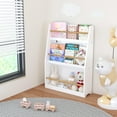 thumbnail image 2 of 3 Tier Kids Bookshelf, Wooden Bookcase with Storage, Book Display Shelf for Toddlers Children Room Furniture, Toy Book Storage Organizer in Playroom Nursery Bedroom, Kids Book Rack, White, 2 of 7