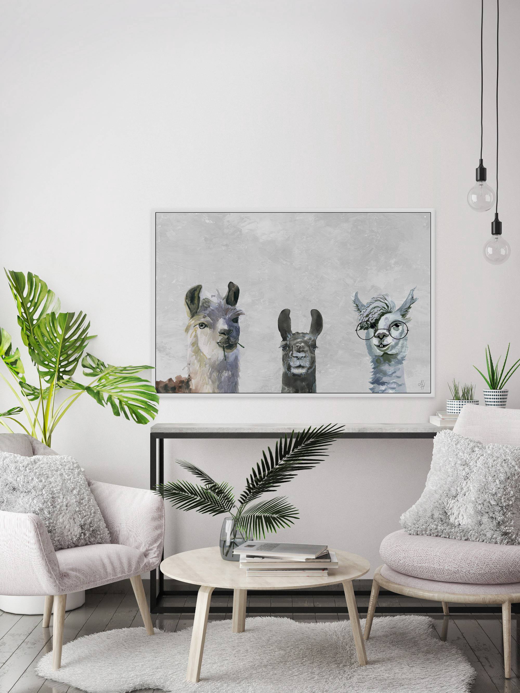 Llama Squad II Floater Framed Painting Print on Canvas