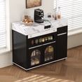 thumbnail image 2 of Extendable Dining Table with Extra-Long Folding Top, Rolling Kitchen Island with Drawers, Storage Cabinet for Kitchen and Dining Room (Black + Marble White), 2 of 8