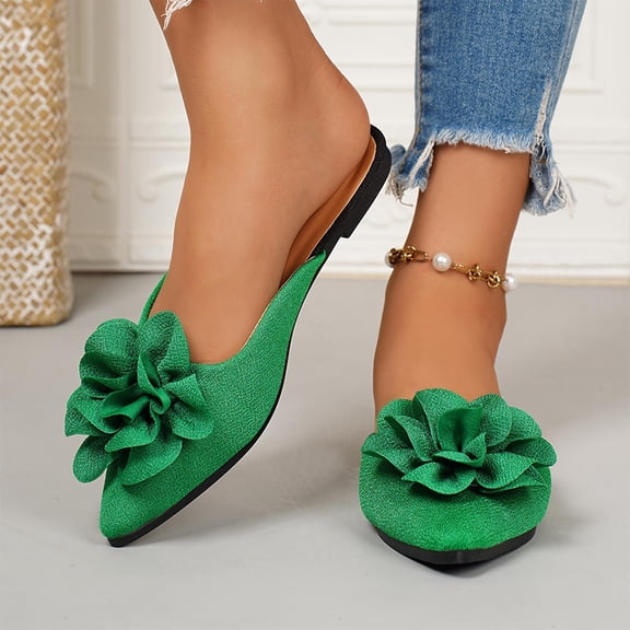 Tawop Womens Slippers Women's Fashionable Casual Mules Spring and Summer Round Toe Flat Slippers Shoes