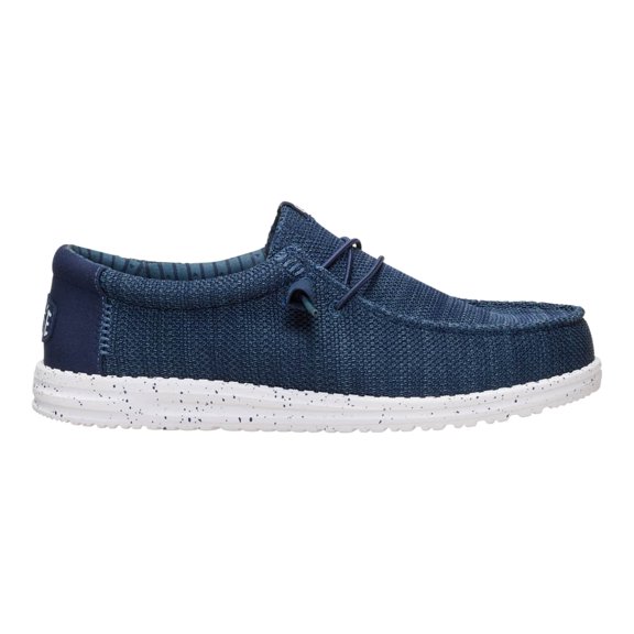 HEYDUDE Wally Stretch Sox Wide Lace-Up Moccasins Navy, 12