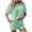 Green, variant on Women's Striped 2 Piece Outfits Casual Short Sleeve Shirt Tops Knit Shorts Sets Workout Tracksuits Green L
