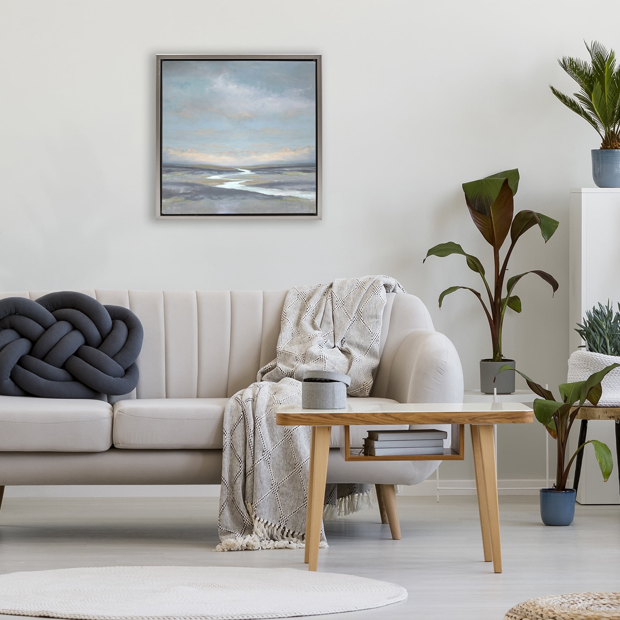 Stupell Industries Riverbend Misty Atmosphere Gray Framed Floater Canvas Wall Art, design by Christy McKee