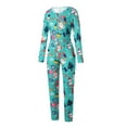 thumbnail image 2 of TheFound Female Nightwear Cartoon Patterns Print O-Neck Long Sleeve Jumpsuit, 2 of 9