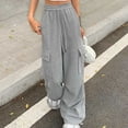thumbnail image 4 of CAIVO Women's Solid Color Fashion Sport Pants High Waisted Drape Work Pants Loose And Casual Pants Slacks Trousers Chic Streetwear, 4 of 7
