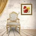thumbnail image 3 of Milan, Vittorio 26x26 Gold Ornate Wood Framed with Double Matting Museum Art Print Titled - Red and Yellow Poppy Damask II, 3 of 4
