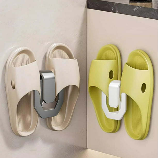 Perchero de Pared para Zapatillas | Organizador de Zapatos de Baño Sin Taladros | Estante Colgante de Metal Perforado para Zapatillas y Zapatos | Blanco o Gris | Diseño Compacto