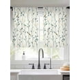 thumbnail image 3 of Green Botanical Semi Sheer Curtains 54 Inch Length 2 Panels Set, Spring Summer Birds Watercolor Sheer Kitchen Curtain Privacy Voile Window Curtain for Living Room Bedroom Rod Pocket Drapes, 3 of 7
