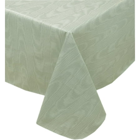 

Newbridge Sage Moire Wavy Solid Color Print Heavy Gauge Vinyl Flannel Backed Tablecloth Hotel Quality Heavyweight Wipe Clean Easy Care Tablecloth 52 Inch x 70 Inch Oblong/Rectangle