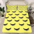 thumbnail image 2 of Castle Fairy Elegant Eyelash Full Size Sheets 4-Piece for Adults Female Women,Black Yellow Breathable Bed Sheets,Bling Makeup Lightweight Sheet Sets,Lightweight Room Decor, 2 of 7