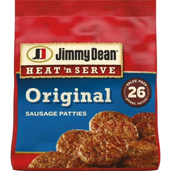 Jimmy Dean Heat 'N Serve Original Pork Breakfast Sausage Patties, 26 Count (Frozen)