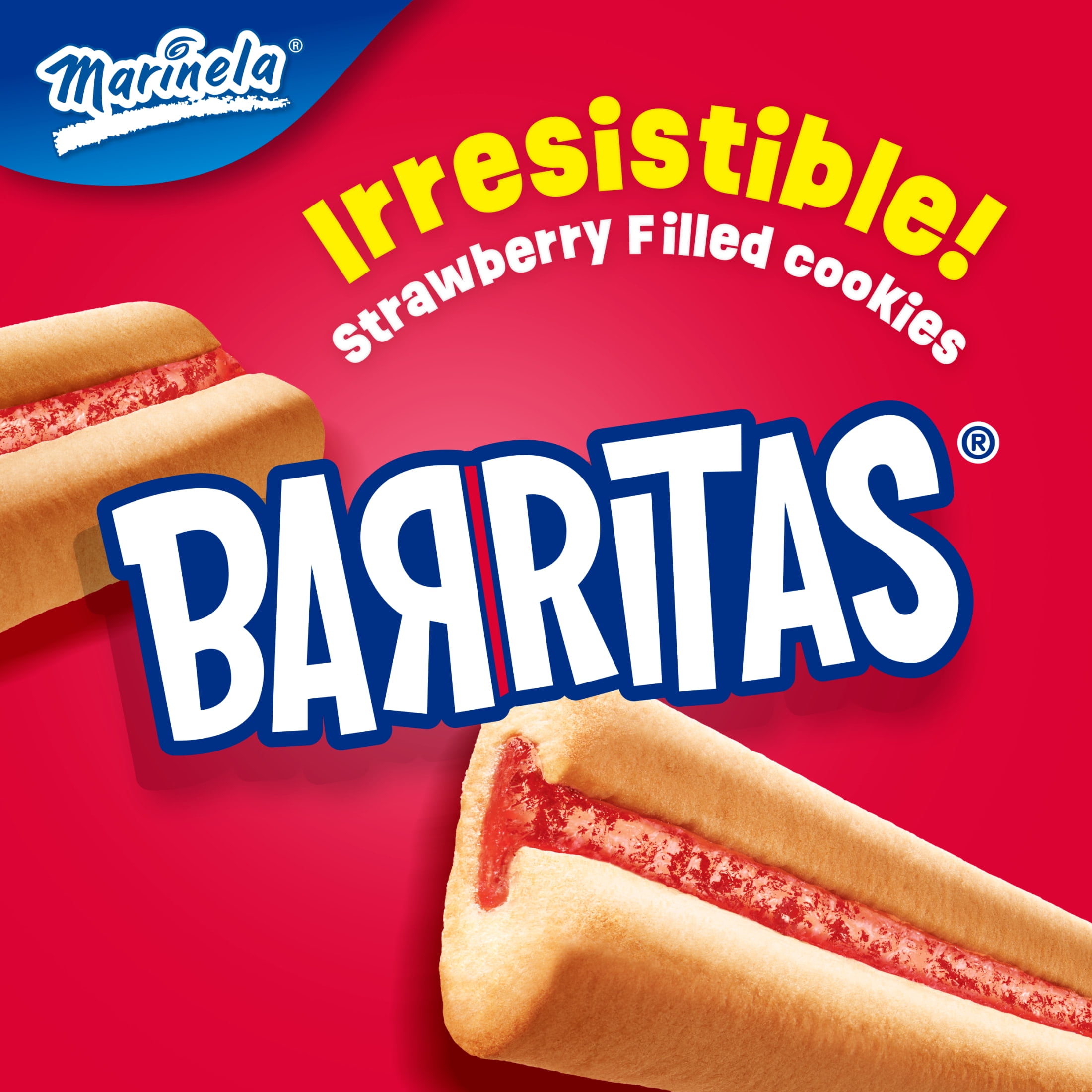 (4 pack) Marinela Barritas Fresa (Twin Pack) Filled Cookies, 2 packs, 3.88 oz