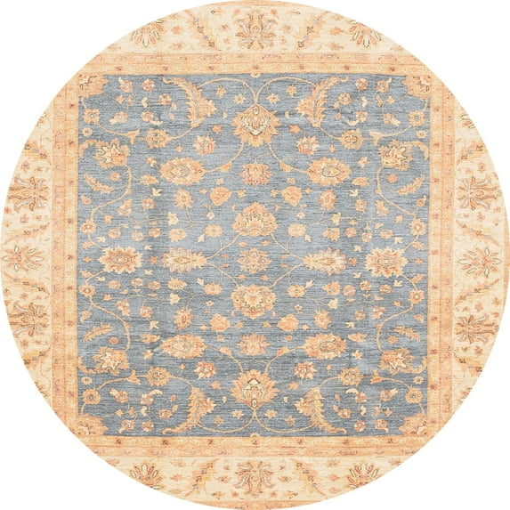 Ahgly Company Indoor Round Abstract Khaki Gold Oriental Area Rugs, 8' Round