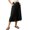Black, variant on KIHOUT Women High Waisted Wide Leg Capri Pants Elastic Waist Drawstring Lace Trim Casual Cropped Trousers with Pockets Summer Beach Pants
