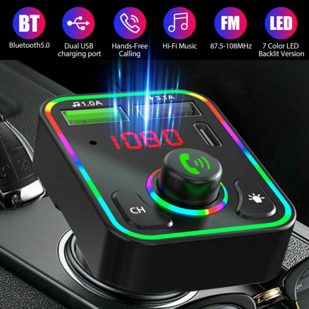 Bluetooth FM Transmitter for Car, Wireless Radio Car Adapter Music
