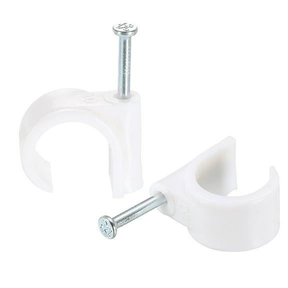 Uxcell 18mm Dia White Round Cable Clips with Steel Nail 24 Pack