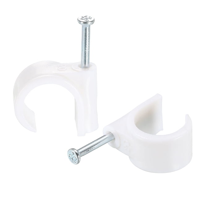 Unique Bargains 18mm Dia PVC White Round Cable Clips with Steel Nail 24 Pack
