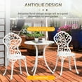 thumbnail image 4 of Outsunny Ensemble de Meubles 3 Pcs, Table et Chaises de Patio pour Jardin, Blanc, 4 of 10