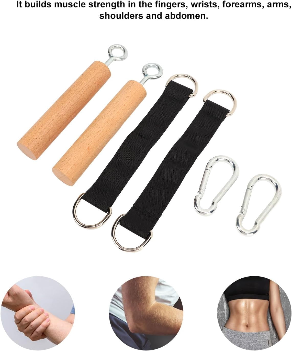 ABCISI Wooden Pull Up Climbing Hold Grips, 1 Pair Hand Grips Strengthener Exerciser Training Tools for Grip Strength, Kettlebells, Workout, Multipurpose Portable Rock Climbing Grip Pull up Handles