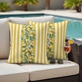 thumbnail image 4 of Yellow Lemon Stripes Outdoor Waterproof Pillow Covers, Summer Spring Fruit Flowers Leaves Decorative Square Throw Pillowcase Sofa Cushion Sham for Patio/Couch/Chair, 16"x16" 2 Pack, 4 of 8