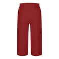 thumbnail image 4 of Cargo Capris for Women Casual Stretch Straight Leg Cargo Pants Loose High Waisted Button Cropped Trouser with Pocket Wine S, 4 of 6