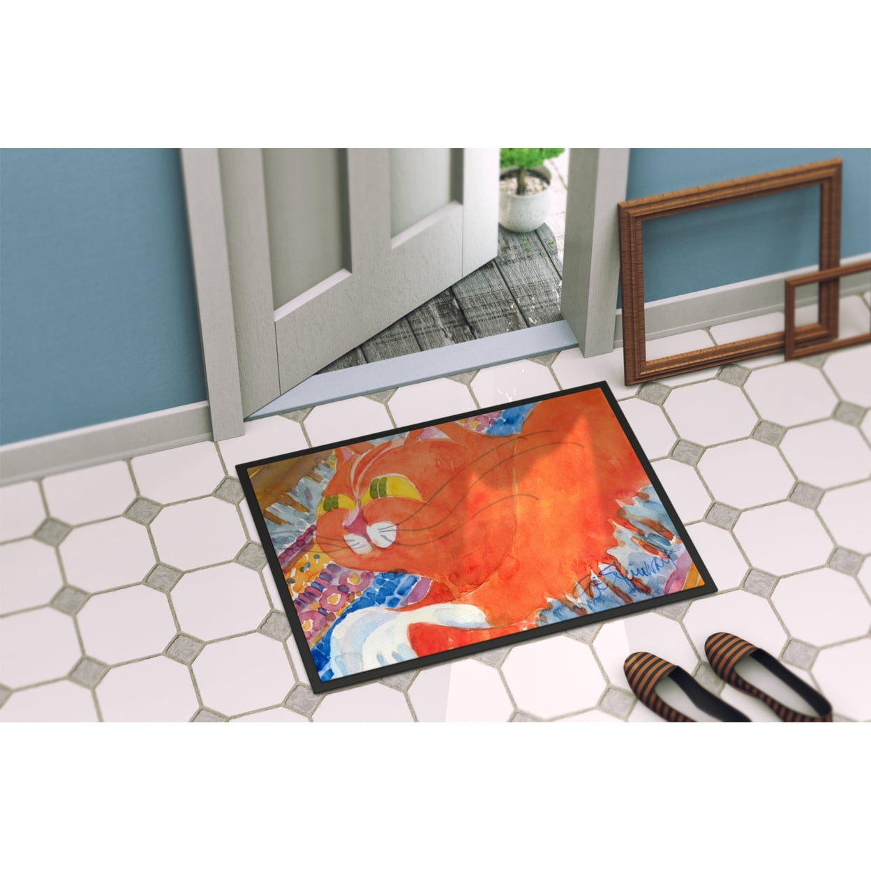 Carolines Treasures 6033JMAT Cat Door Mat Indoor Rug or Outdoor Welcome Mat 24x36 Doormat 36"L x 24"W multicolor