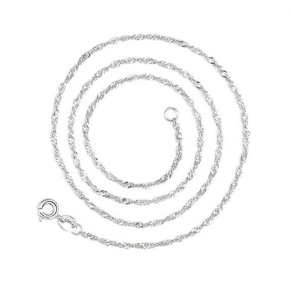 14K White Gold Plated Wave Chain Necklace