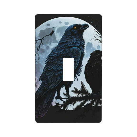 1-Gang Toggle Wall Plate Single Light Switch Cover - Wolf Raven Moonlight Moon night