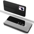 thumbnail image 2 of Mirror Flip Case for Xiaomi 13 Lite Support Wireless Charging, Clear View Window with Kickstand Thin Ultra Phone Case for Xiaomi 13 Lite QH Black, 2 of 11