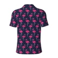 thumbnail image 3 of Vsdgher Cute Flamingo Print Men's Short Sleeve Stretch Polo Shirt, Moisture-Wicking Performance Polo Shirt, 3 of 8