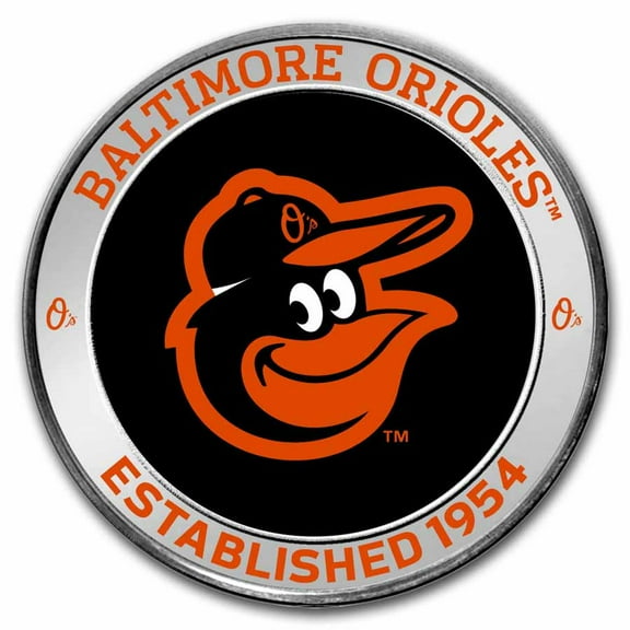 MLB Baltimore Orioles 1 oz Silver Colorized Round (w/ Box)