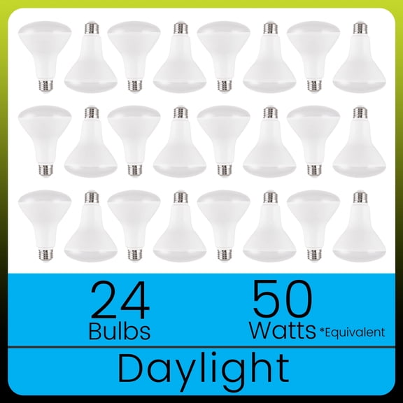 Green Watt BR30 LED Flood Light Bulbs, 8-Watt (50W Equivalent) Daylight, E26 Base, Dimmable (24-Pack)