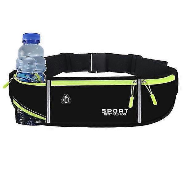 Riñonera para correr con soporte para teléfono y portabotellas para correr, ciclismo, senderismo, accesorios en negro