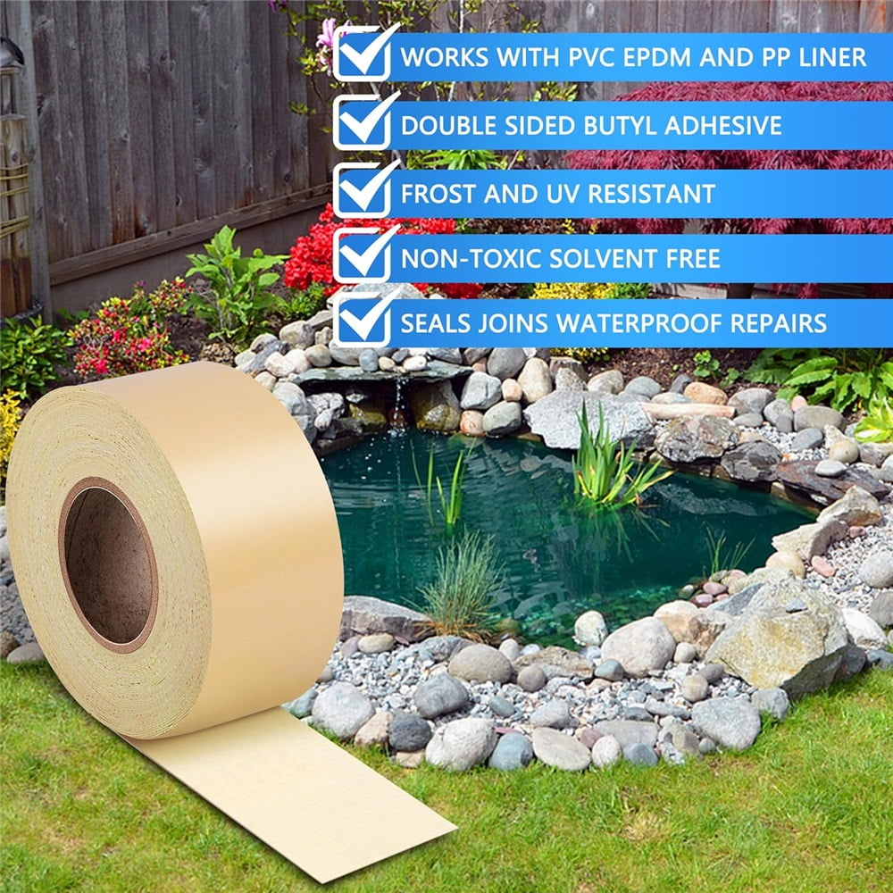 Ebaokuup 50'x 3" Pond Liner Seam Tape-Double Sided Self Adhesive Butyl Pond Liner Tape-Waterproof Pond Seam Tape for EPDM Pond Liner Garden Cover Patch Repair