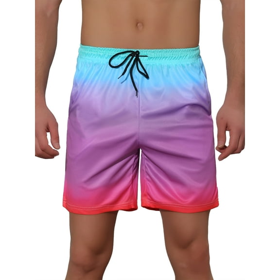 INSPIRE CHIC Men's Contrasting Colors Patterned Beach Swimming Board Shorts 28 Pink